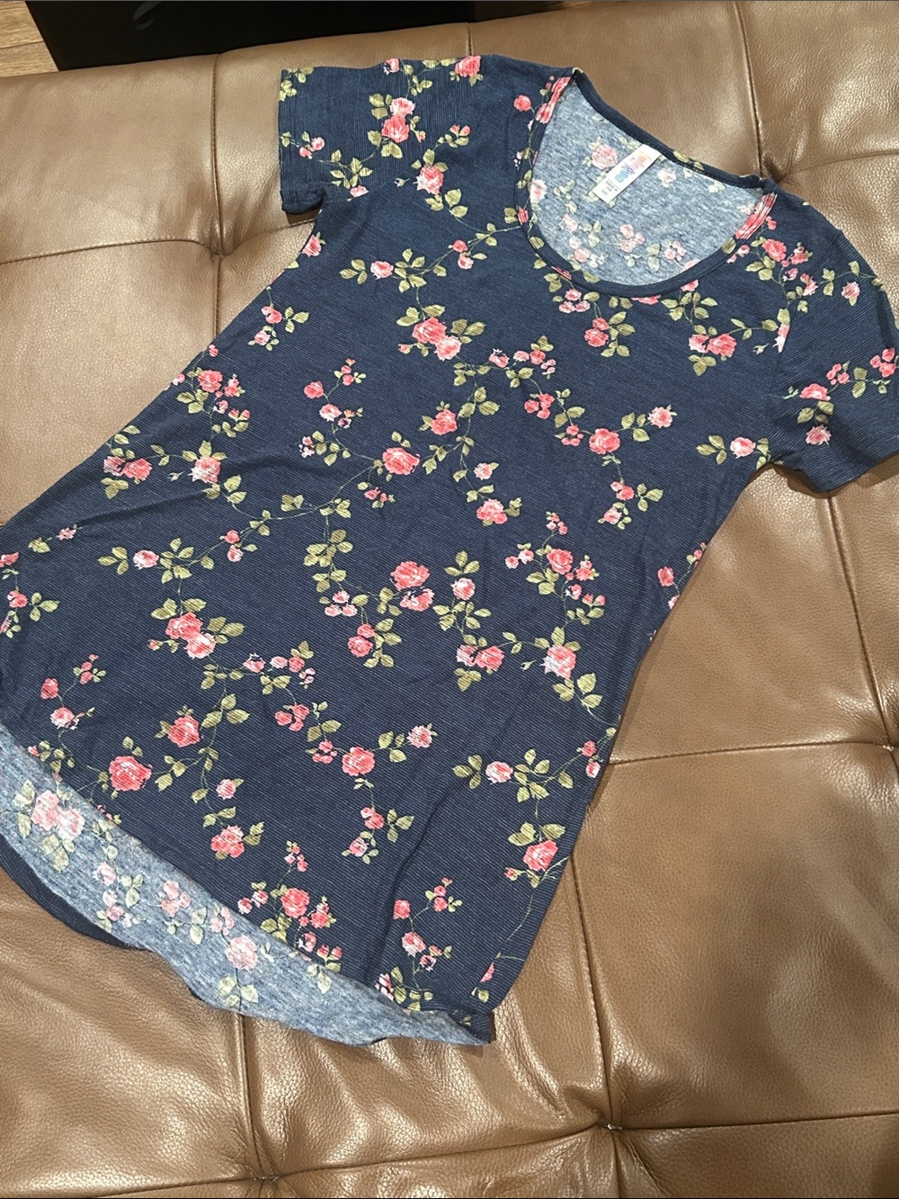 LuLaRoe Navy Floral Short Sleeve Tee